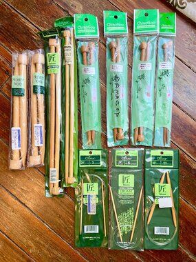ChiaoGoo Clover Knitting Needles Mixed Sizes Straight Circular Bamboo Lot of 11